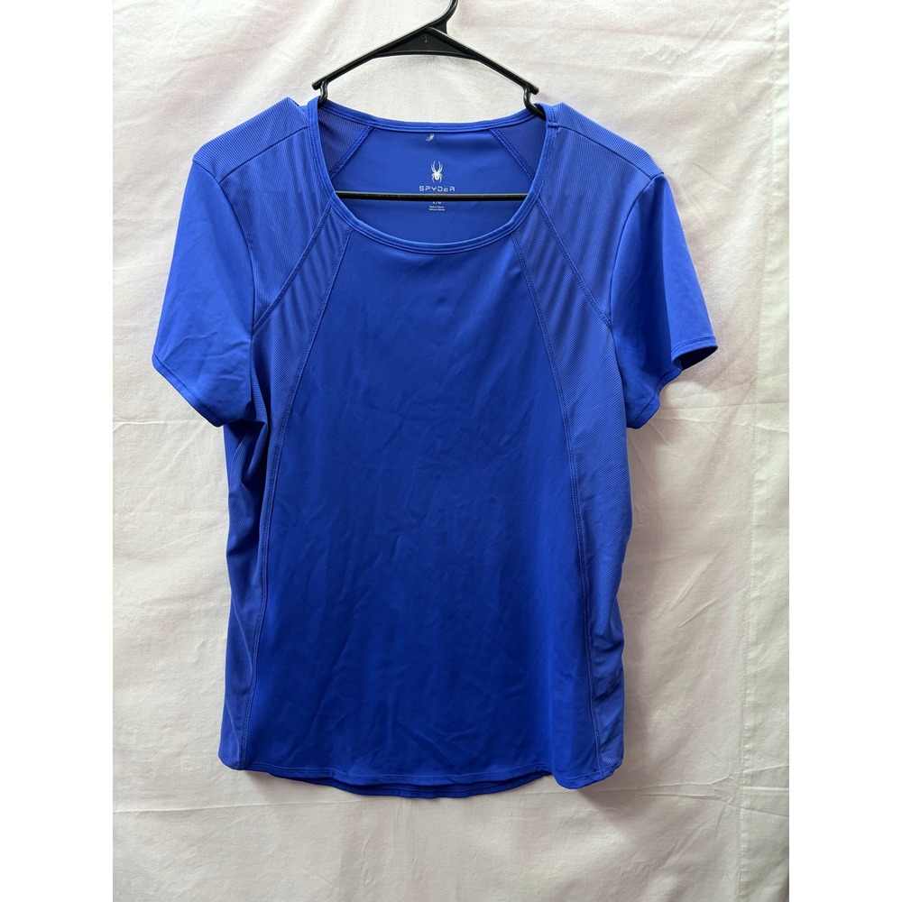 Spyder Active Womens Blue Short Sleeve Performance Athletic T-Shirt Large SP229U